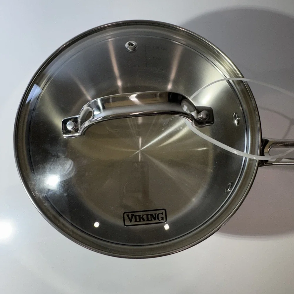 VIKING 3 Ply Stainless Steel Saucepan 2.25 Qt NEW Glass Lid Vent Inudction